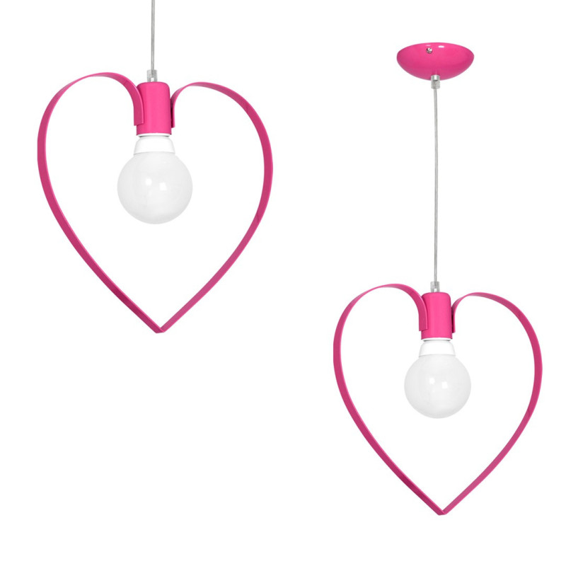 Suspension AMORE cœur métal fuschia E27 Enfant 