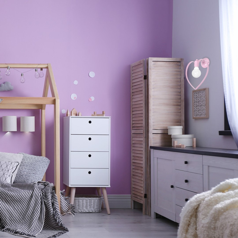 Applique murale AMORE cœur métal rose clair E27 Enfant 