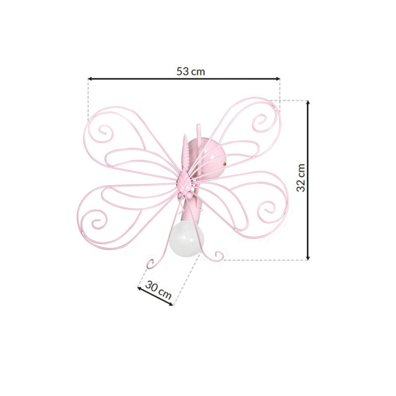 Applique murale MOTYL Papillon métal rose E27 Enfant 