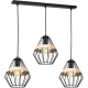 Suspension CLIFF 3 cages forme diamant métallique noir et bois E27 Bohème 