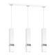 Suspension VIDAR 3 tubes rectangle métal blanc bande chromé GU10 