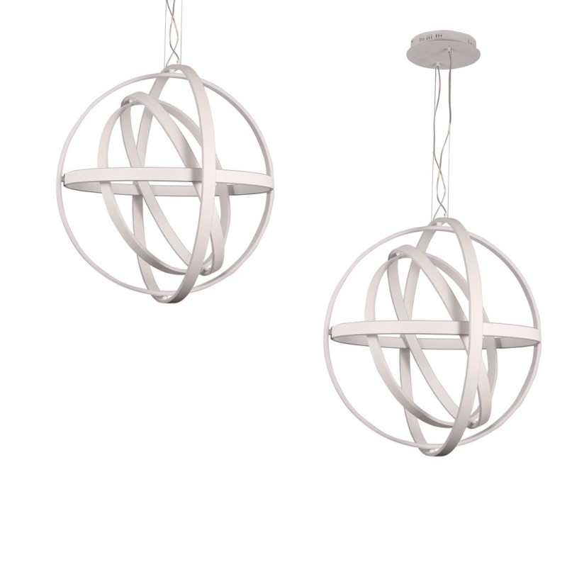 Suspension COPERNICUS effet orbite 5 anneaux alu blanc LED 260W blanc chaud 3000k 5500Lm Design chic 