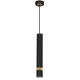 Suspension JOKER tube métal noir anneau bois GU10 Minimaliste 
