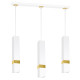 Suspension VIDAR 3 tubes rectangle métal blanc bande doré GU10 