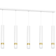 Suspension JOKER 5 tubes alignés métal blanc anneau doré GU10 Minimaliste 