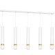 Suspension JOKER 5 tubes alignés métal blanc anneau doré GU10 Minimaliste 