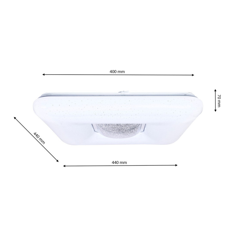 Plafonnier YAX carré blanc LED 24W réglable 3000k à 6000k 1820Lm dimmable avec télécommande 