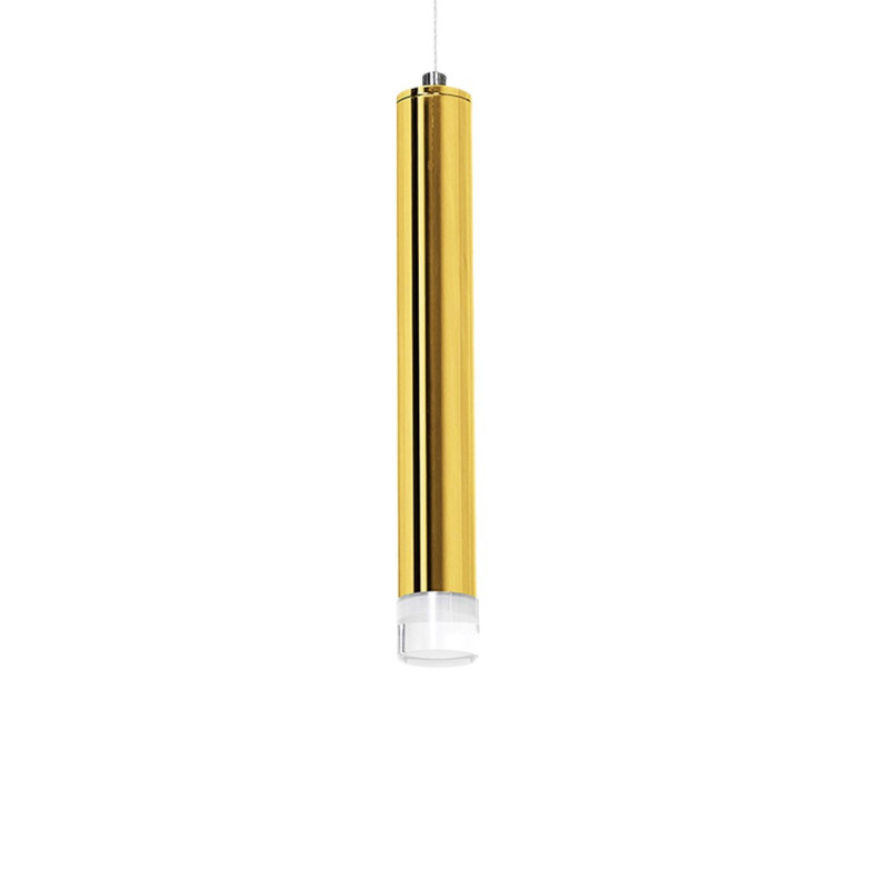 Suspension GOLDIE tube métal doré blanc neutre 4000L 350Lm 5W Design chic 