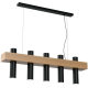 Suspension WEST support bois rectangle 5 tubes métal noir GU10 Scandinave 