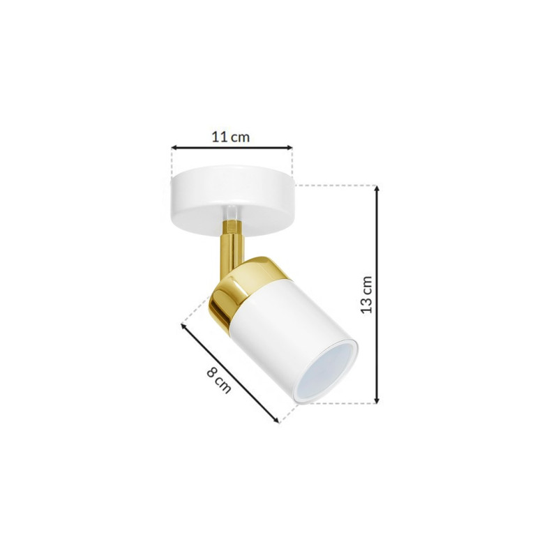 Applique murale JOKER spot orientable métal blanc anneau doré GU10 Minimaliste 