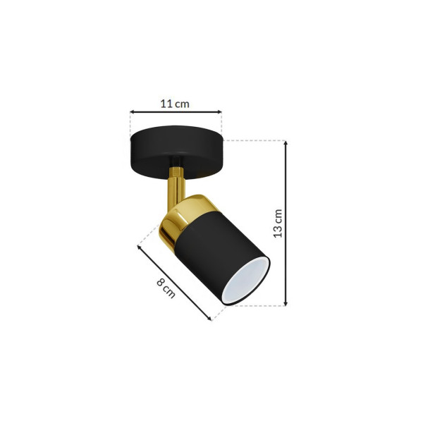 Applique murale JOKER spot orientable métal noir anneau doré GU10 Minimaliste 