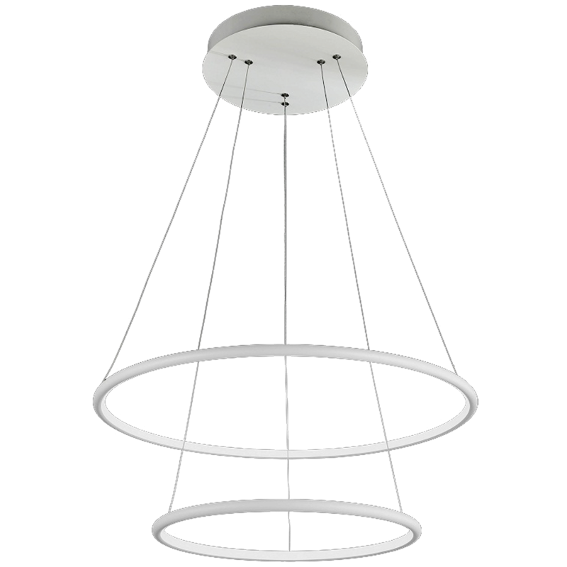 Suspension ORION 2 anneaux lumineux blanc superposés LED 3000K 6930Lm 99W Design chic 