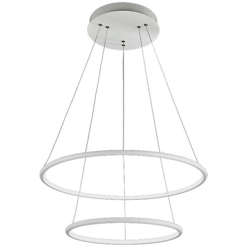 Suspension ORION 2 anneaux lumineux blanc superposés LED 3000K 6930Lm 99W Design chic 