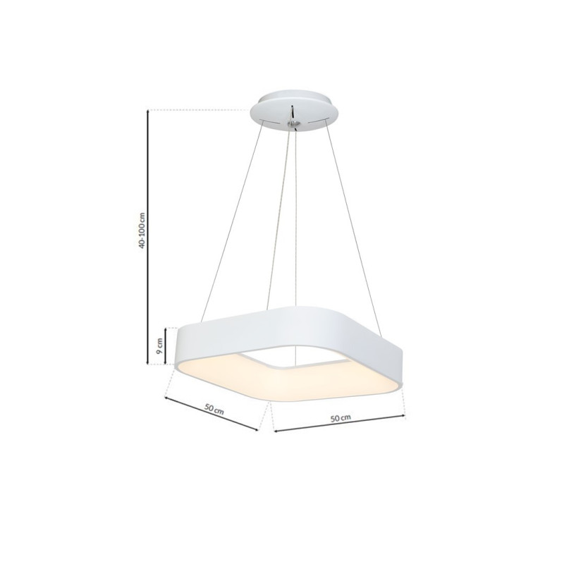 Suspension ASTRO carré blanc LED blanc neutre 4000K 1680 Lm 24W Minimaliste 