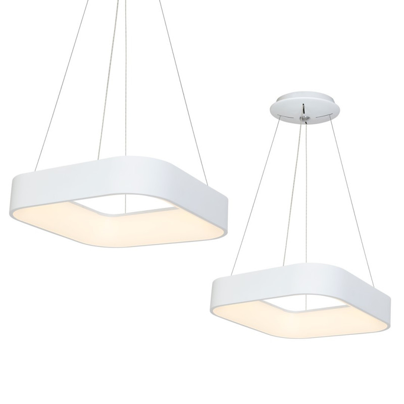 Suspension ASTRO carré blanc LED blanc neutre 4000K 1680 Lm 24W Minimaliste 