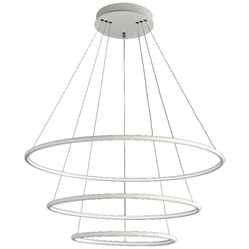 Suspension ORION 3 anneaux lumineux blanc superposés LED 3000K 6930Lm 99W Design chic 