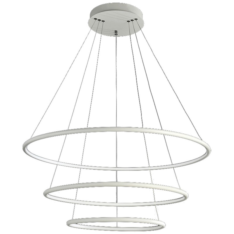 Suspension ORION 3 anneaux lumineux blanc superposés LED 3000K 6930Lm 99W Design chic 