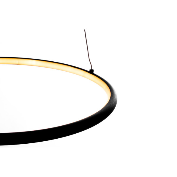 Suspension ORION anneau lumineux noir horizontal LED blanc chaud 1540Lm 22W Design chic 