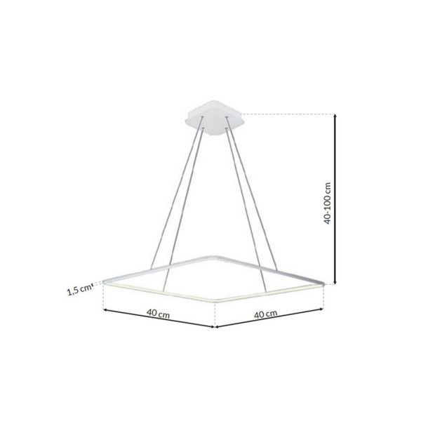 Suspension NIX cadre lumineux carré blanc LED 25W blanc chaud 1750Lm Design chic 