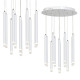 Suspension ALBA 12 cylindres métal blanc détail chromé G9 base ronde Minimaliste 