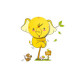 Applique murale avec horloge ELEPHANT jaune LED 0,6W sticker Enfant 