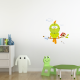 Applique murale avec horloge BIRD verte LED 0,6W sticker oiseau sur branche Enfant 