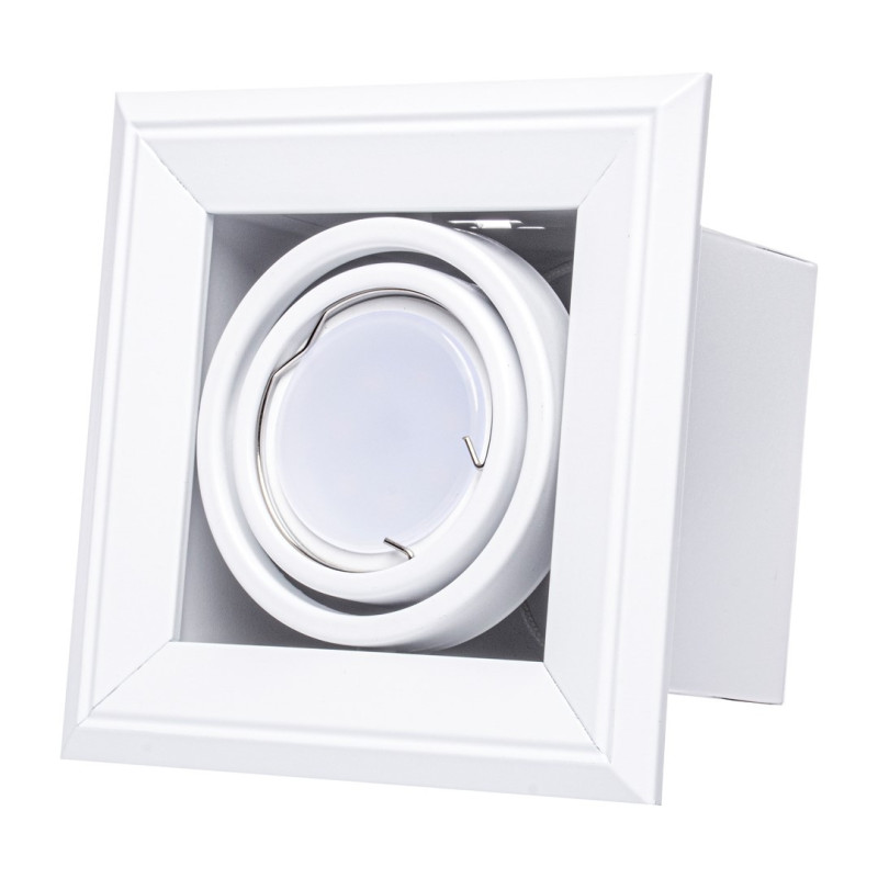 Spot encastrable plafond BLOCCO carré Blanc 7W GU10 blanc chaud 3000k Minimaliste 