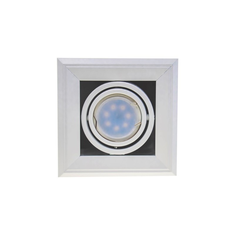 Spot encastrable plafond BLOCCO carré Blanc 7W GU10 blanc chaud 3000k Minimaliste 