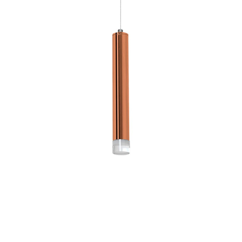 Suspension COPPER tube métal couleur laiton LED blanc neutre 4000k 1050Lm 5W Minimaliste 