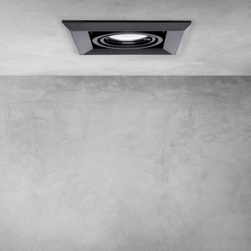 Spot encastrable plafond BLOCCO carré Noir 7W GU10 blanc chaud 3000k Minimaliste 