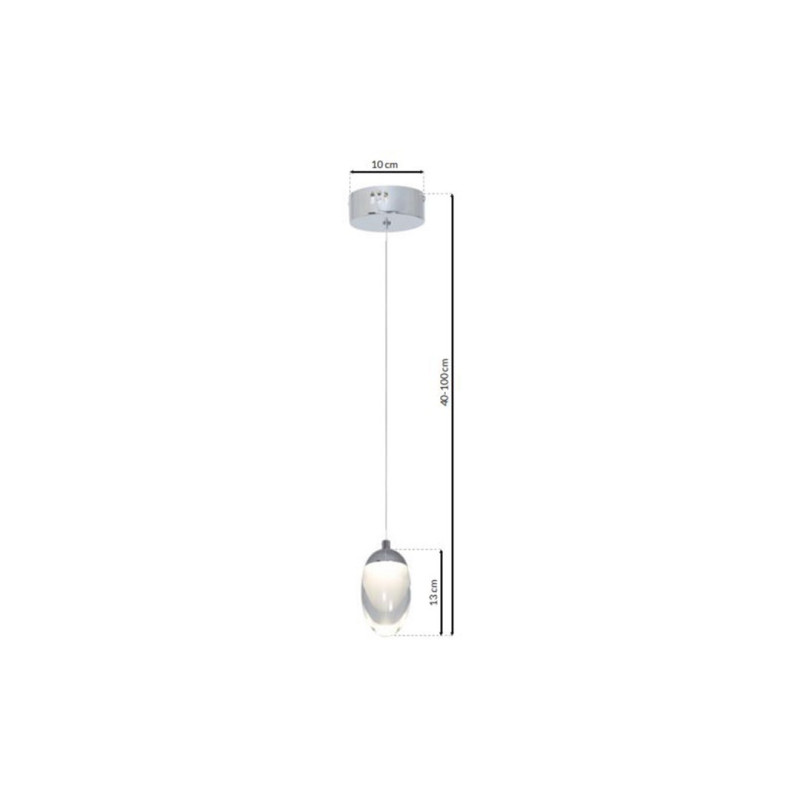 Suspension OVO lampe forme œuf transparent chromé LED blanc neutre 4000k 350Lm 5W Minimaliste 