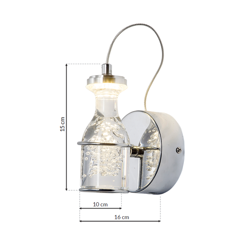 Applique murale BOTTLE chromé bouteille bulles LED 5W blanc neutre 4000k 350Lm Design chic 