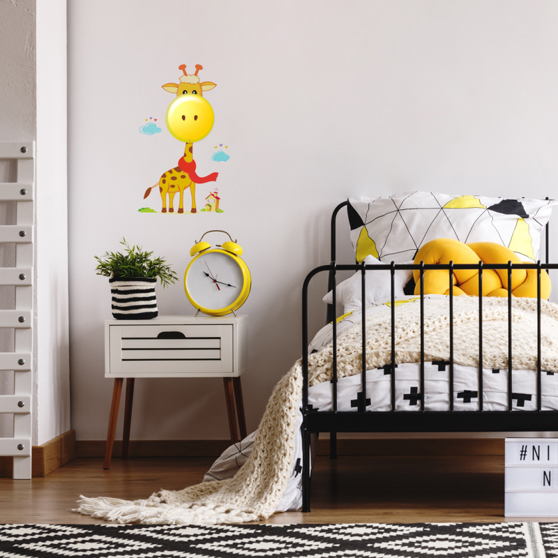 Applique murale enfant girafe jaune et orange sticker LED 0,6W 