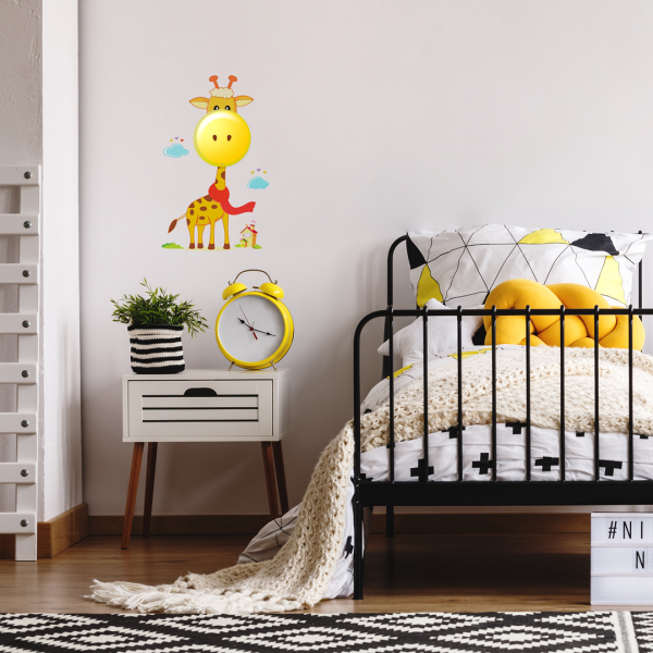 Applique murale enfant girafe jaune et orange sticker LED 0,6W 