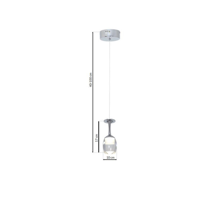 Suspension COPPA chromé verres à pied LED 3x5W blanc neutre 4000k 1050Lm Design chic 