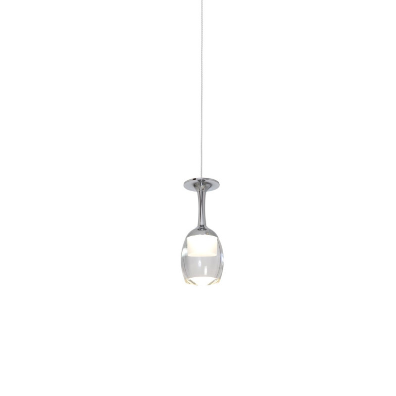 Suspension COPPA chromé verres à pied LED 3x5W blanc neutre 4000k 1050Lm Design chic 