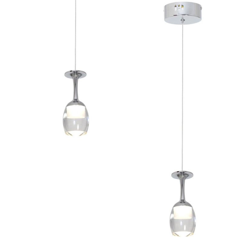 Suspension COPPA chromé verres à pied LED 3x5W blanc neutre 4000k 1050Lm Design chic 