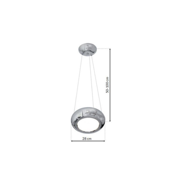 Suspension MERCURIO hauteur réglable anneau métal chromé LED blanc neutre 4000k 840Lm 12W Design chic 