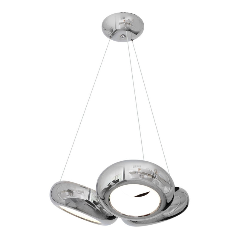 Suspension MERCURIO hauteur réglable 3 anneaux métal chromé LED blanc neutre 4000k 2520Lm 36W Design chic 