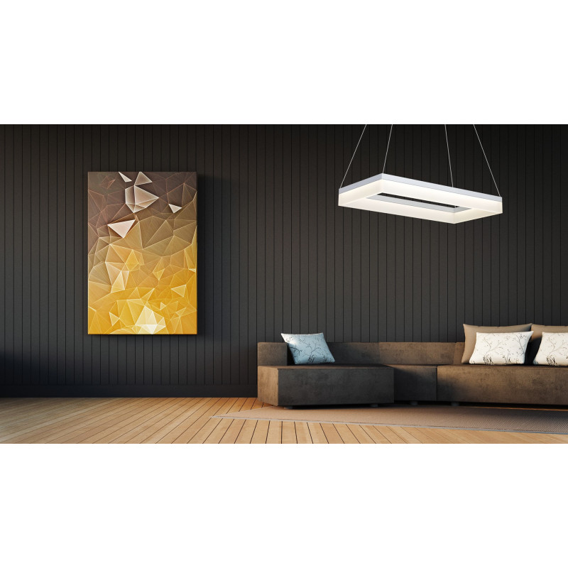 Suspension CUBO rectangle métal blanc LED 24W blanc neutre 4000k Design chic 