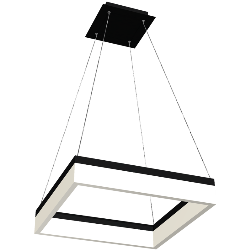 Suspension NERO cadre lumineux carré noir LED 32W blanc neutre 2240Lm Design chic 