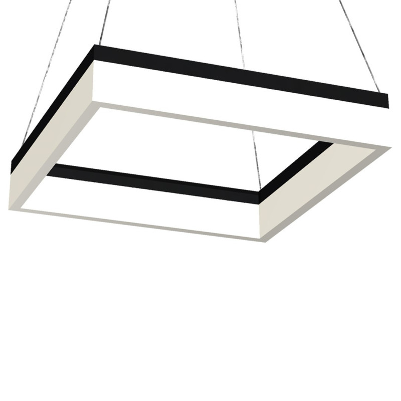 Suspension NERO cadre lumineux carré noir LED 32W blanc neutre 2240Lm Design chic 