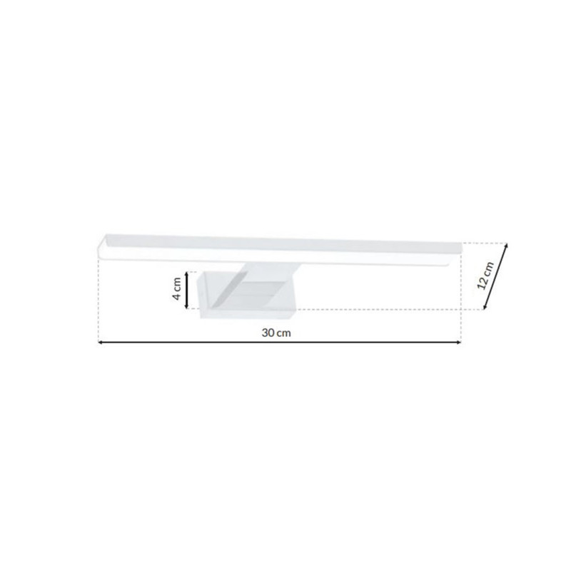 Applique murale SHINE barre métal 30cm blanc LED blanc neutre 4000k 7W IP44 