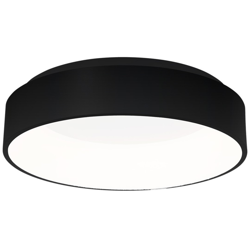 Plafonnier OHIO abat-jour 45cm acrylique noir LED 24W blanc neutre 4000k 1680Lm Minimaliste 