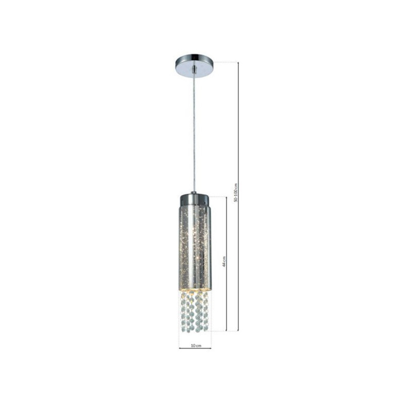 Suspension MOONLIGHT cylindre métal chromé E14 cristaux tombant Design chic 