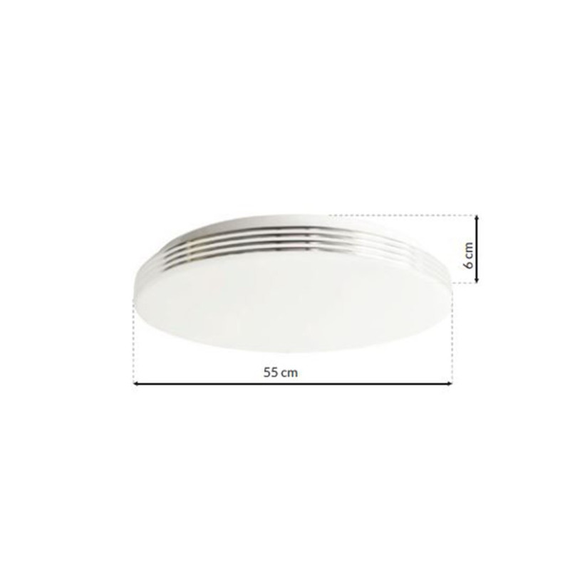 Plafonnier SIENA blanc rond 55cm 72W LED CCT 3000k à 6000k 4320Lm dimmable avec télécommande 