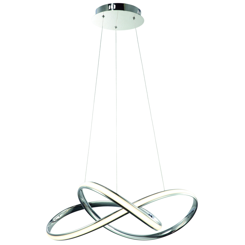 Suspension CAPPIO bande lumineuse torsadée chromé LED 36W blanc neutre 2160Lm Design chic 