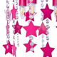 Plafonnier STAR cascade de cristaux et étoiles fushia suspendus E27 Enfant 