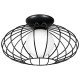 Plafonnier KRONOS cage ovale métal noir 36cm et boule verre blanc E14 Industriel 