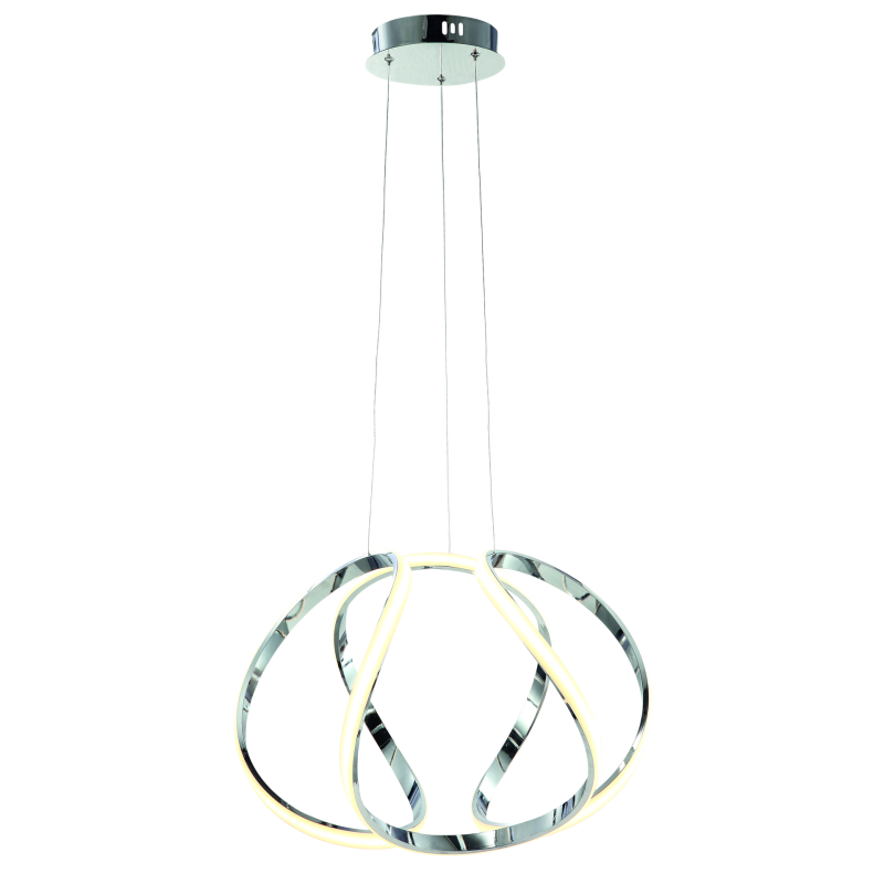 Suspension GLOBE bande lumineuse torsadée chromé LED 50W blanc neutre 3000Lm Design chic 